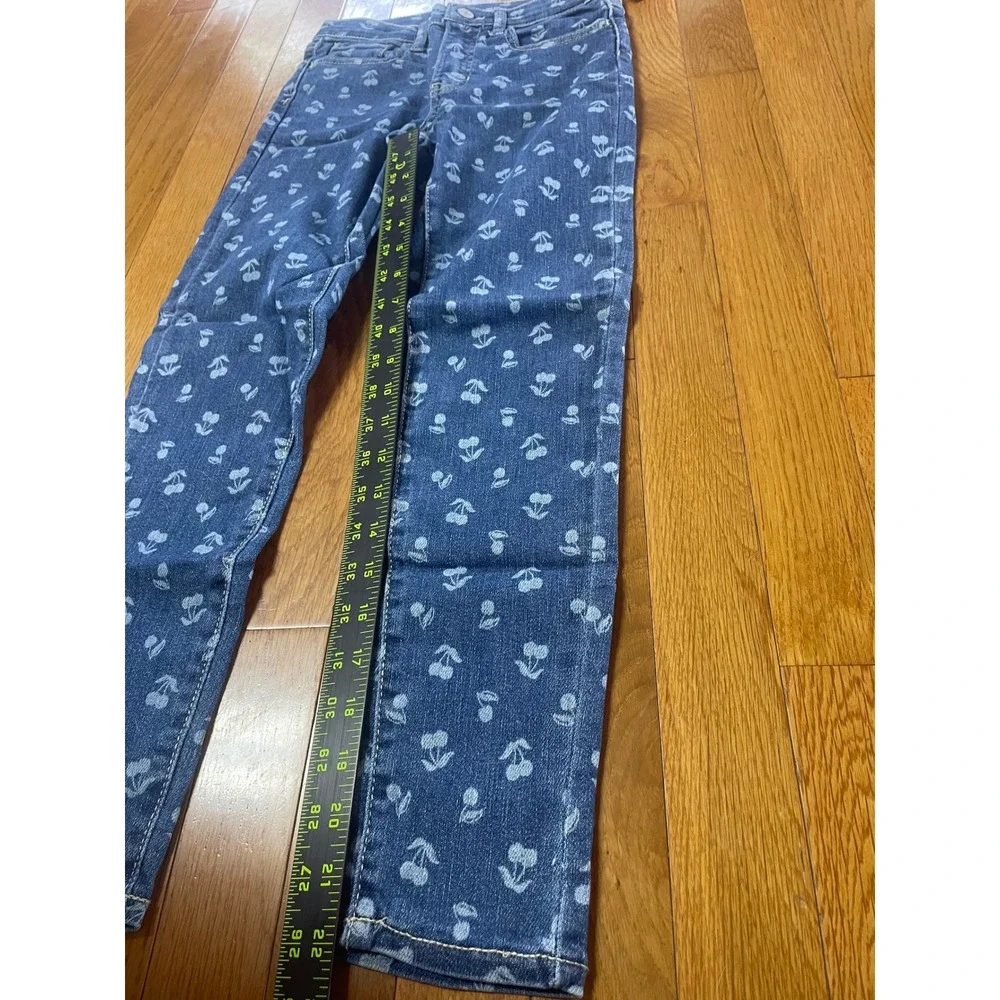 Old Navy Girls Rockstar High-Rise Jeggings‎ Size 10 Cherry Print Blue Denim NEW